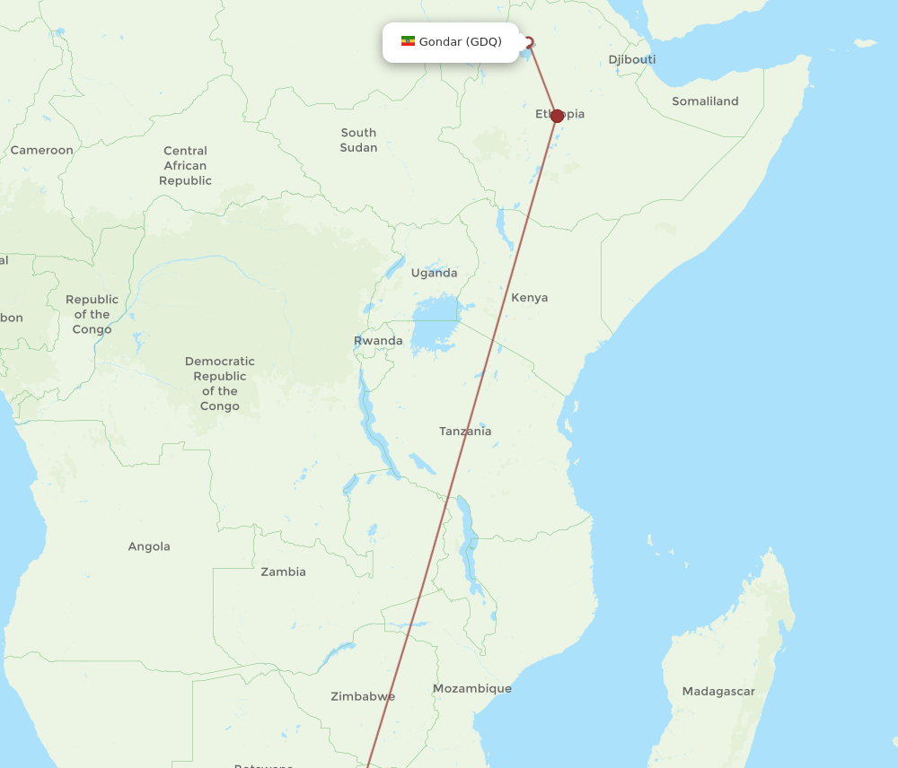 GDQ-JNB flight routes