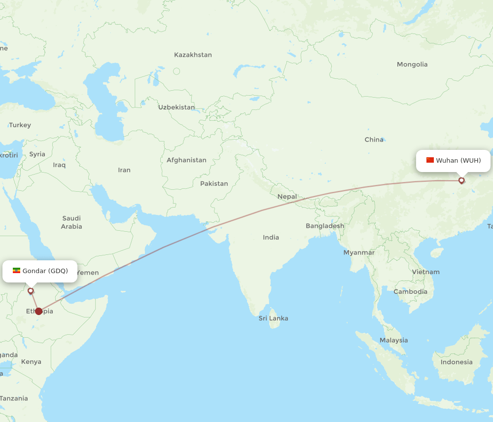 GDQ-WUH flight routes