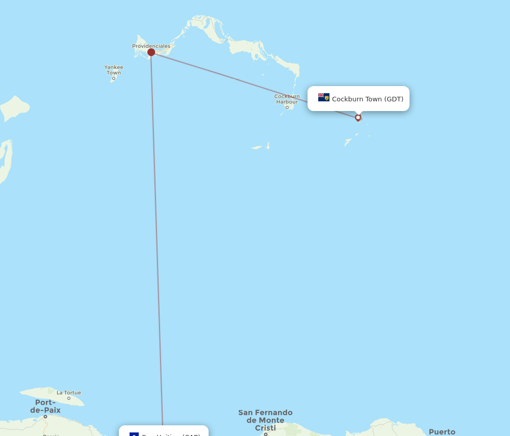 GDT to CAP flights and routes map