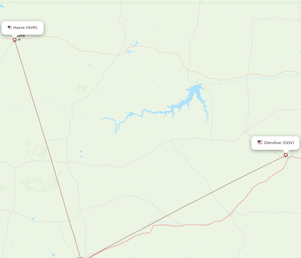 GDV to HVR flights and routes map