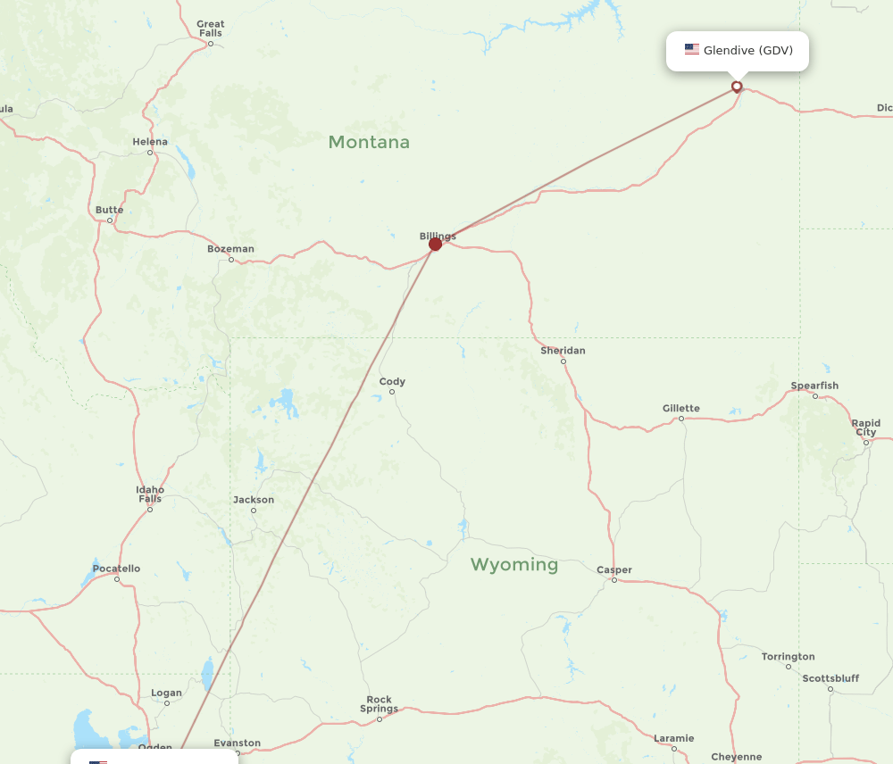 GDV to SLC flights and routes map