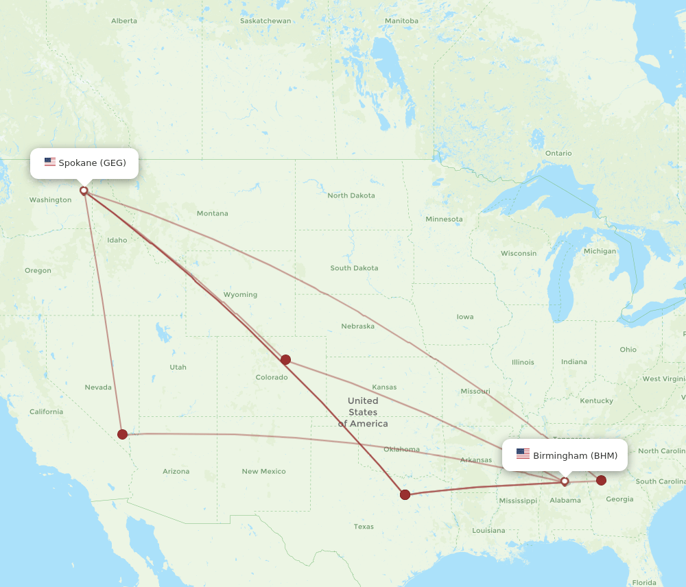GEG-BHM flight routes