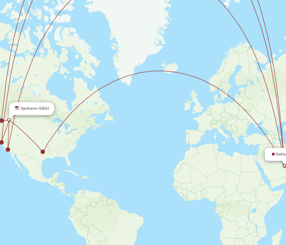 GEG-DOH flight routes