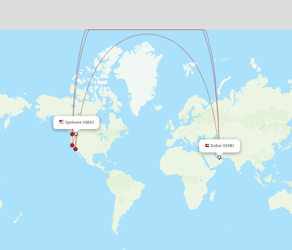 GEG-DXB flight routes