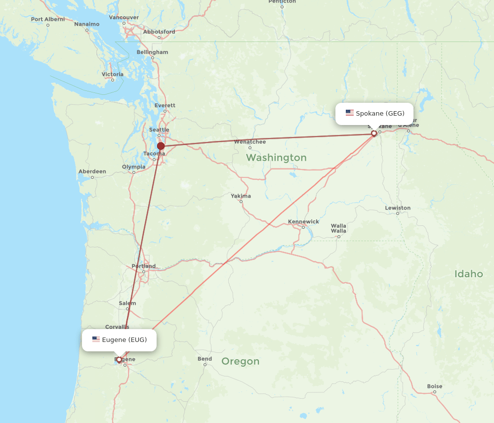 GEG-EUG flight routes