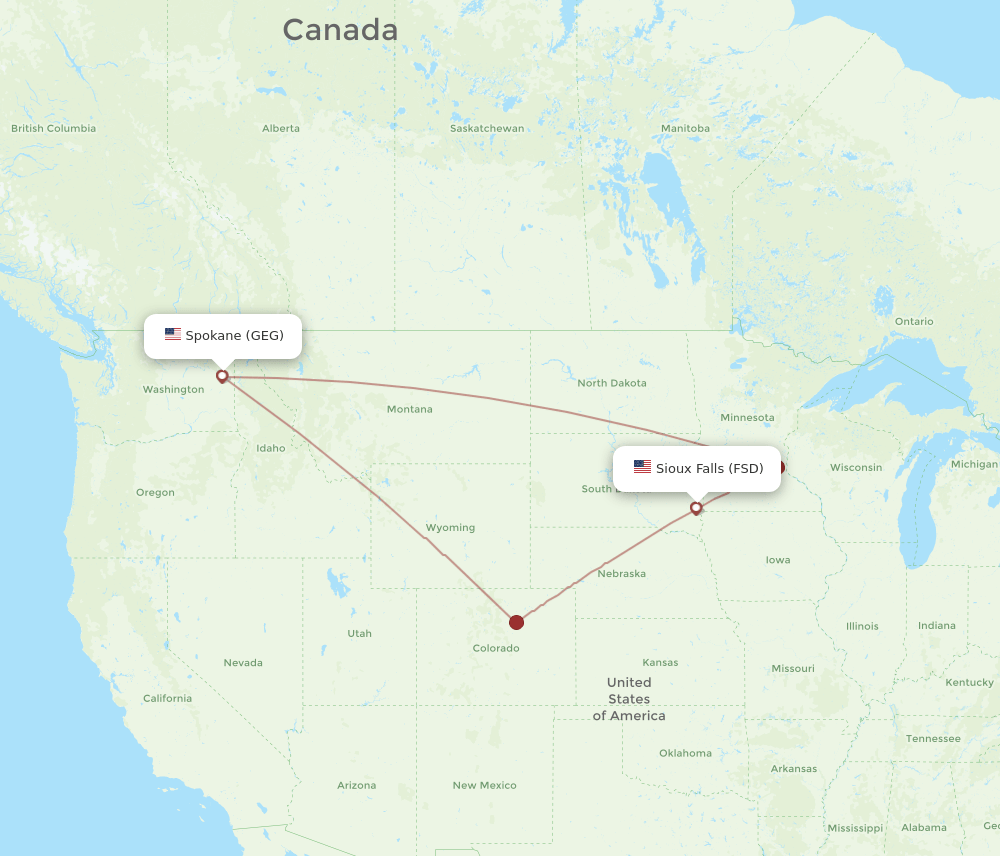 GEG-FSD flight routes