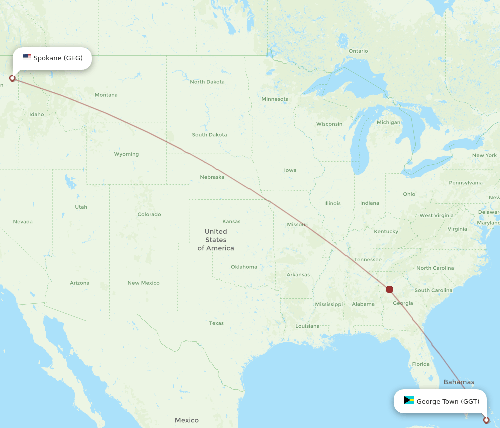 GEG-GGT flight routes