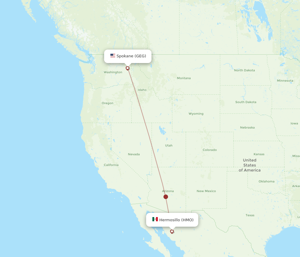 GEG-HMO flight routes