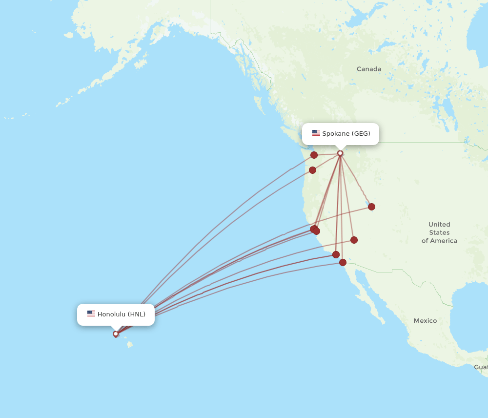 GEG-HNL flight routes