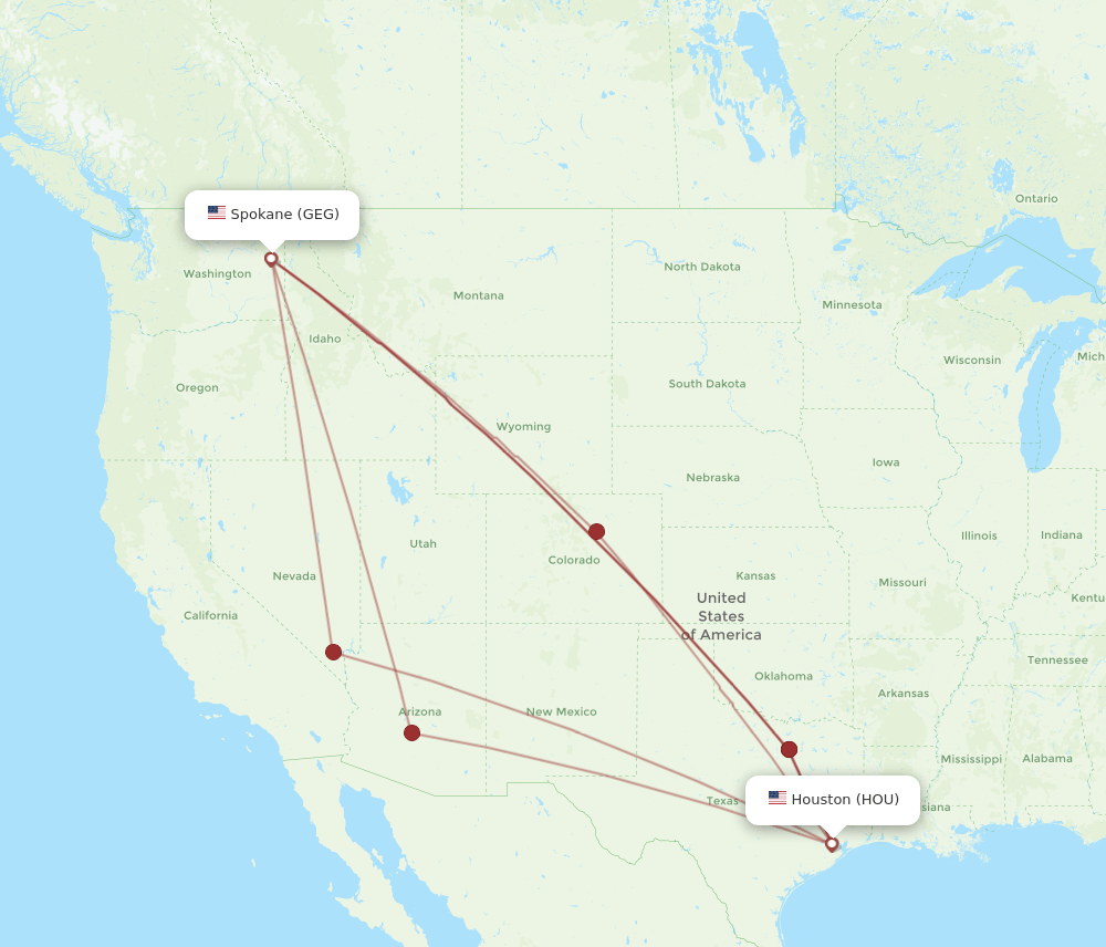 GEG-HOU flight routes