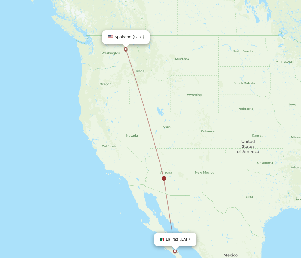 GEG-LAP flight routes