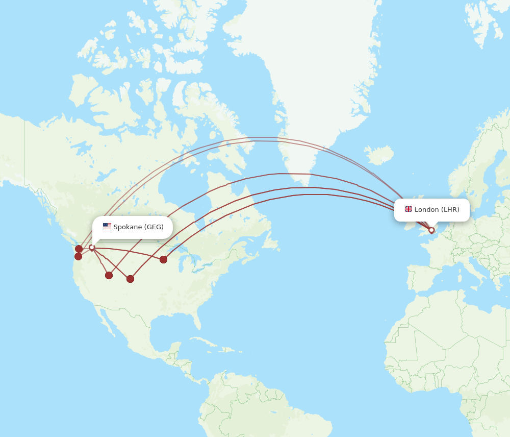 GEG-LHR flight routes