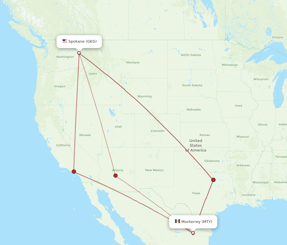 GEG-MTY flight routes