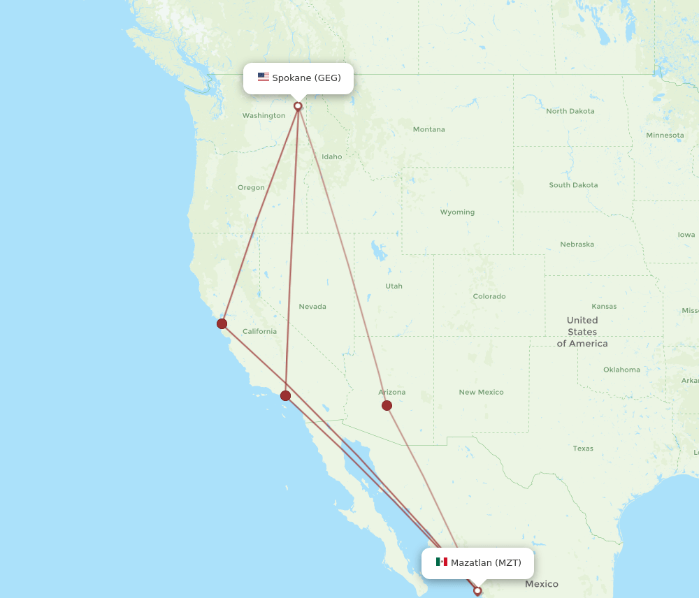 GEG-MZT flight routes