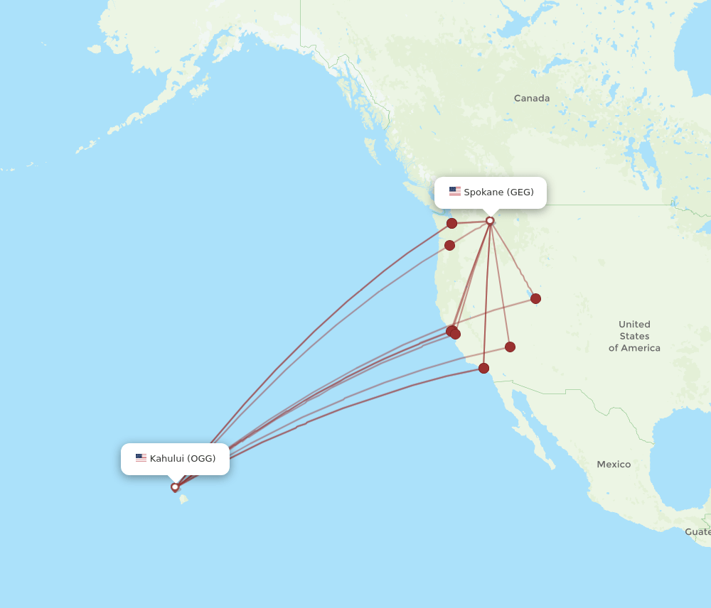 GEG-OGG flight routes