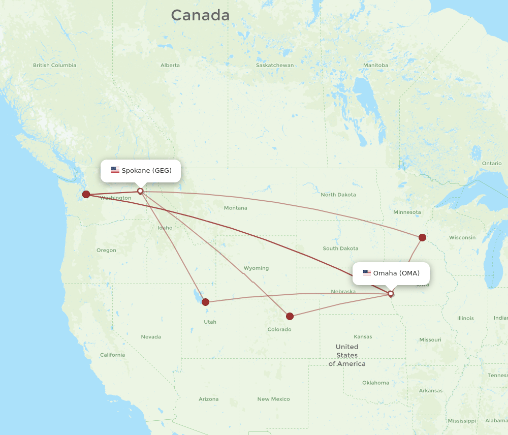 GEG-OMA flight routes