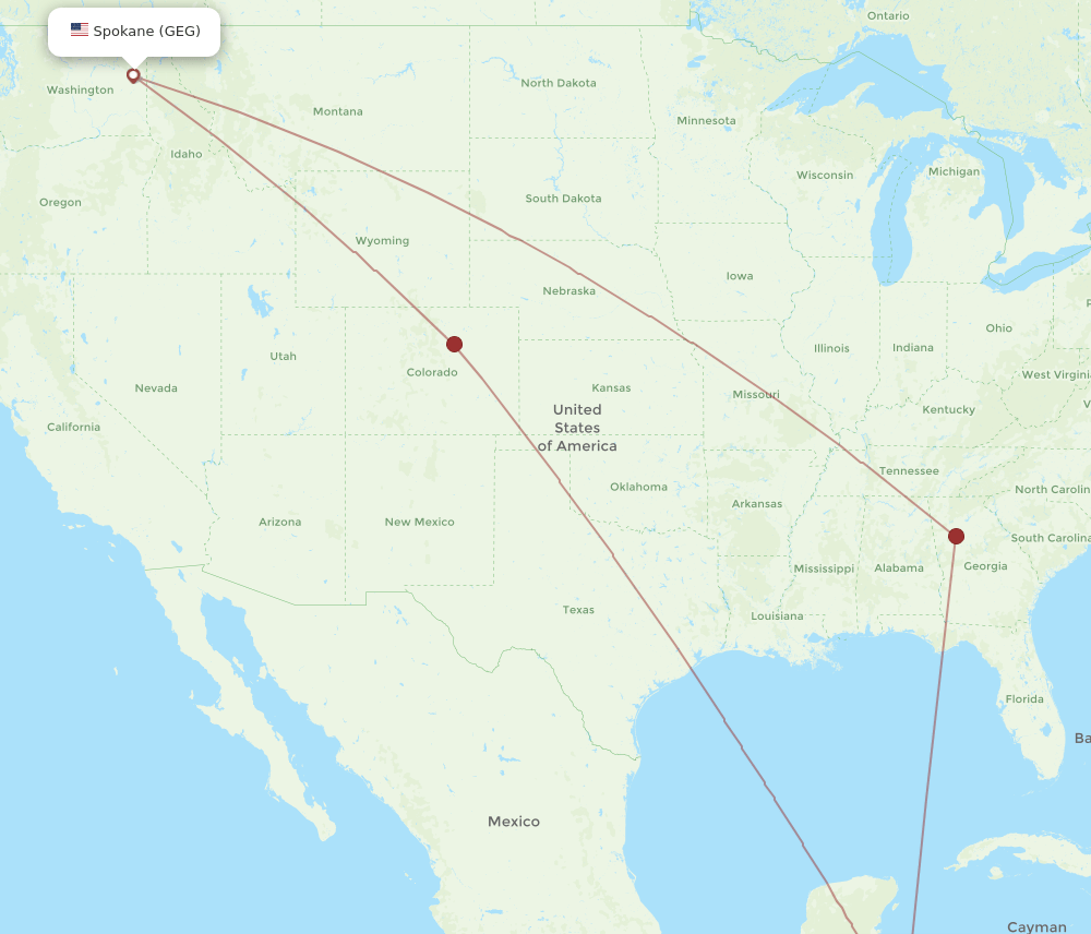 GEG-RTB flight routes