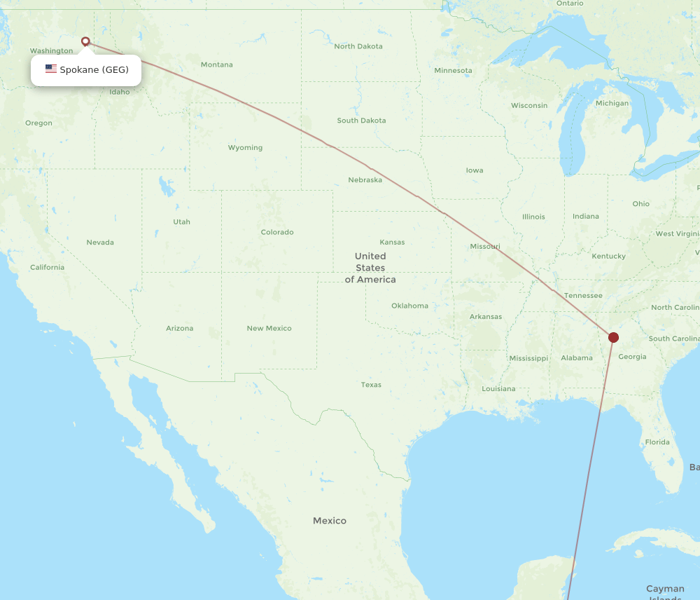GEG to SAP flights and routes map