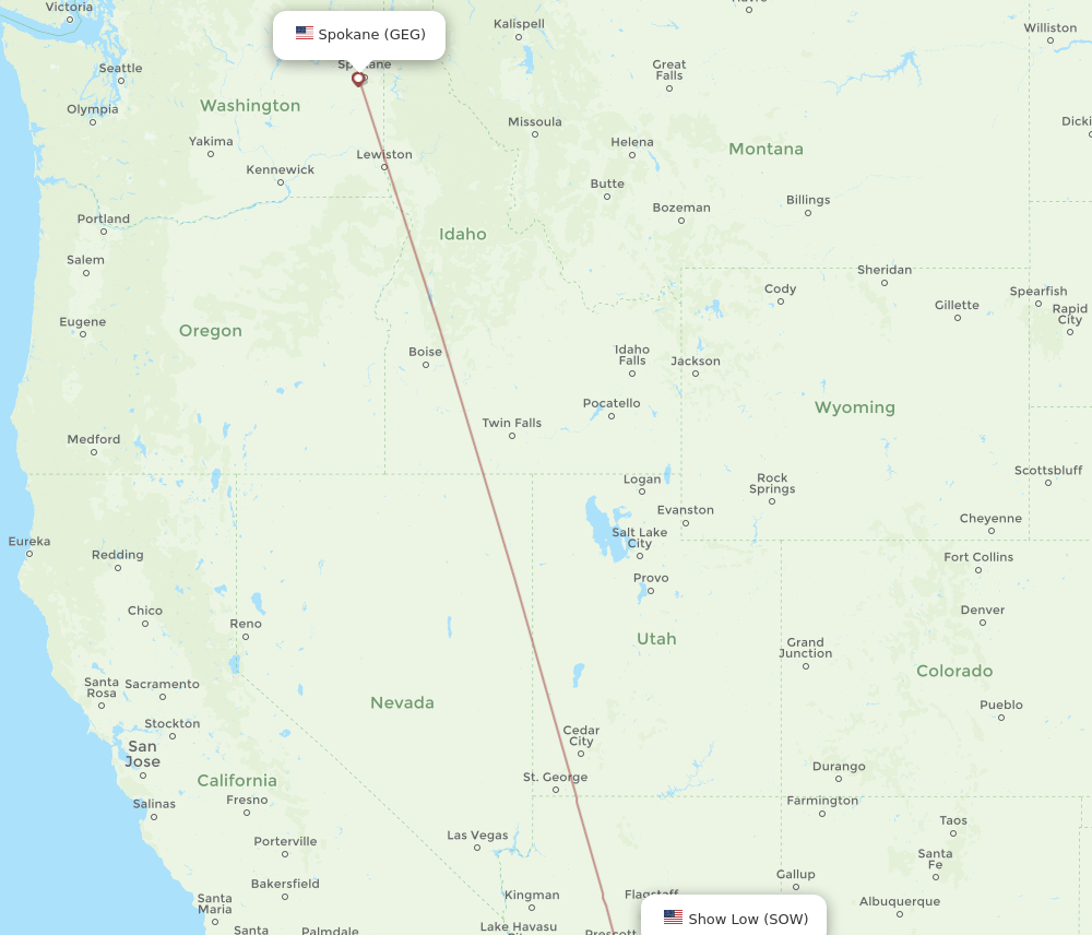 GEG to SOW flights and routes map