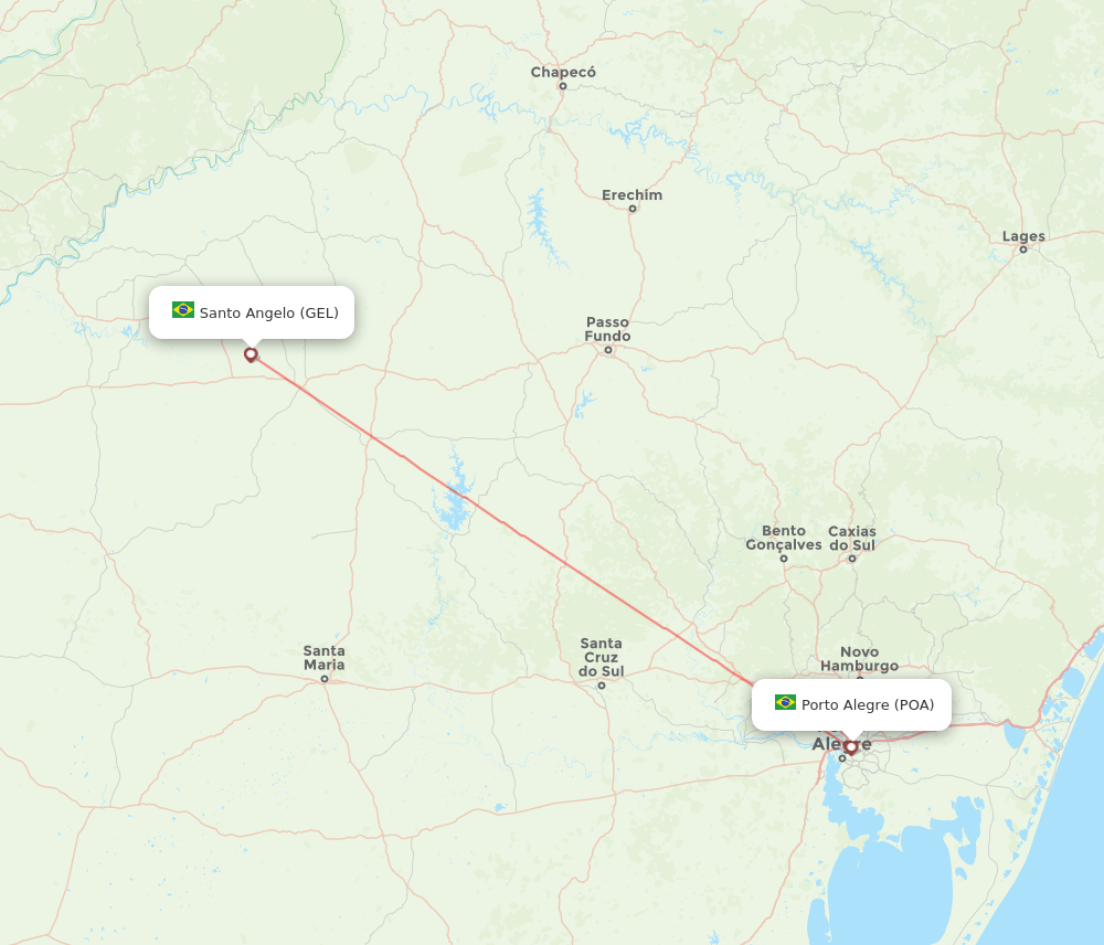 GEL to POA flights and routes map