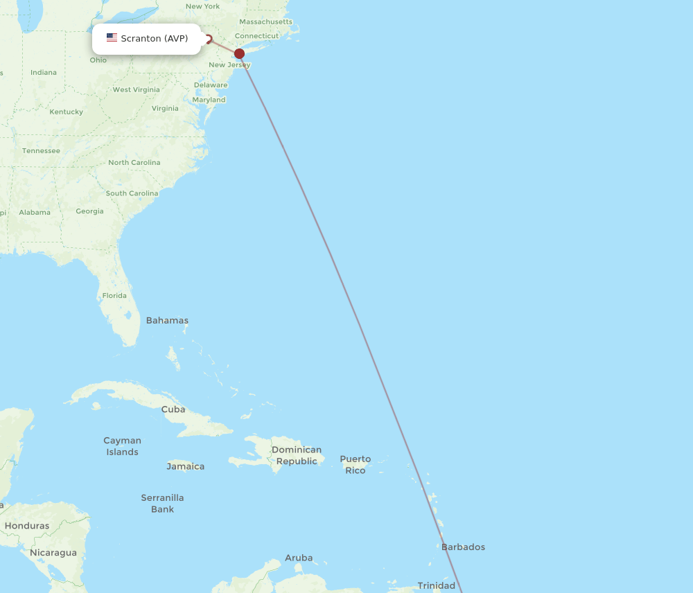 Wilkes-Barre - Georgetown route map and flight paths