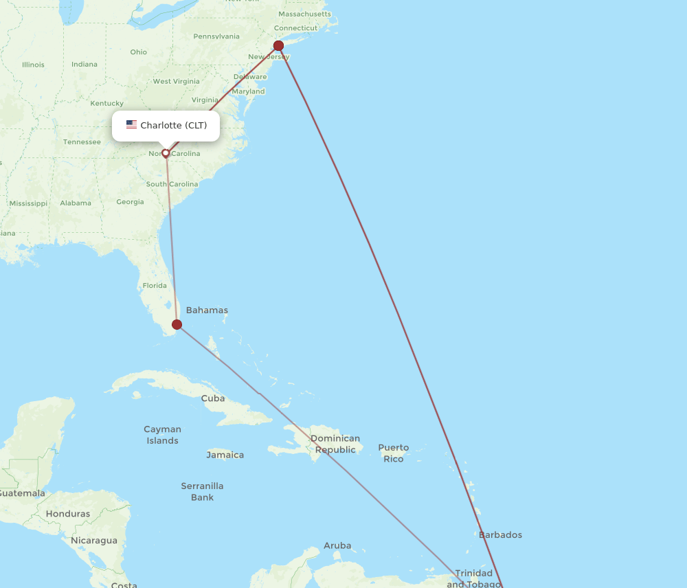 GEO-CLT flight routes