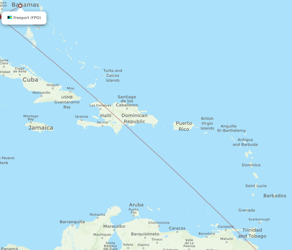 GEO to FPO flights and routes map