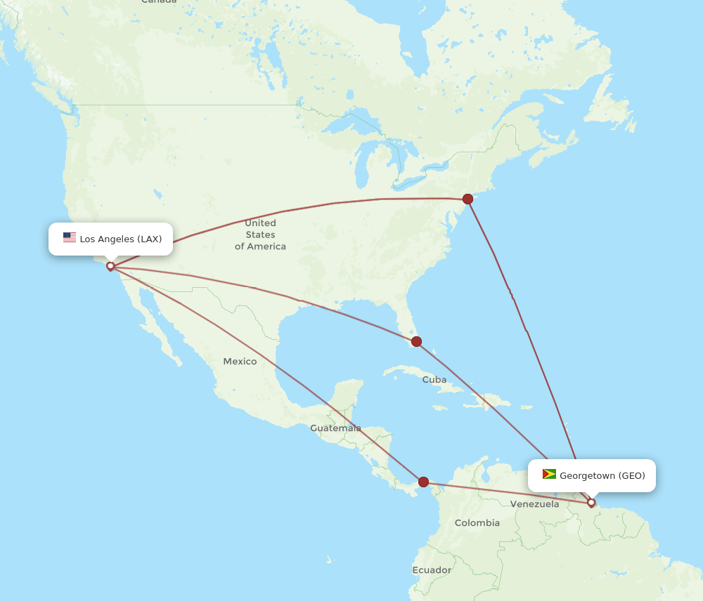 GEO-LAX flight routes