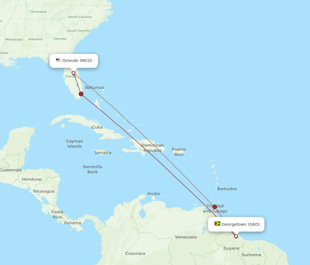 GEO-MCO flight routes