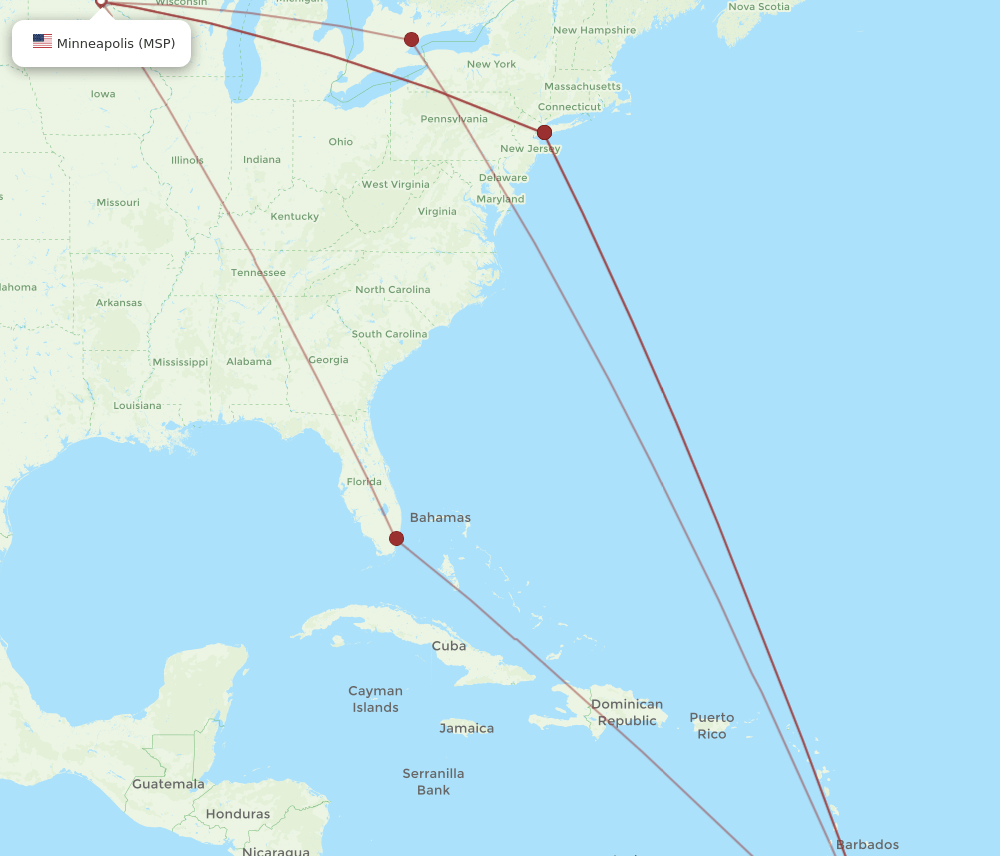 GEO-MSP flight routes