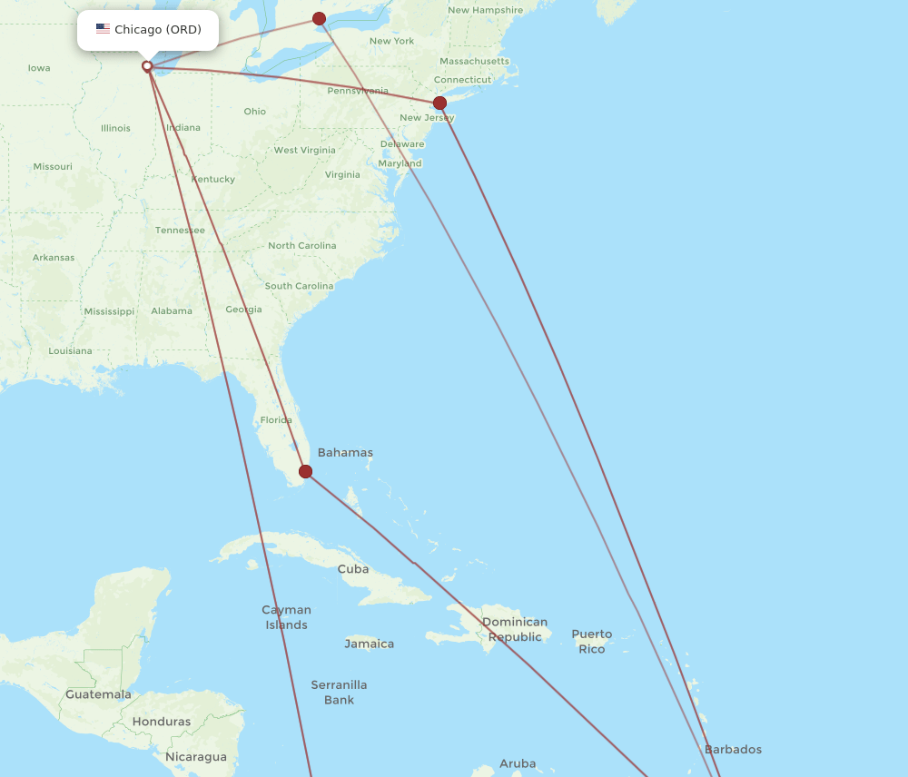GEO-ORD flight routes