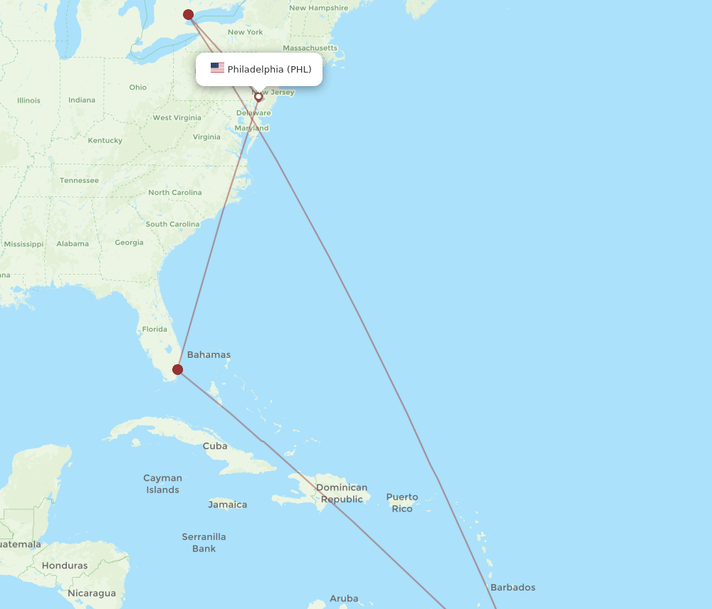 GEO-PHL flight routes