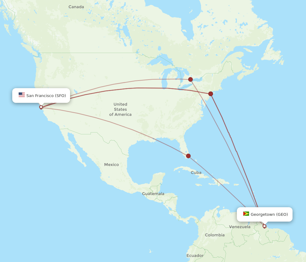 GEO-SFO flight routes