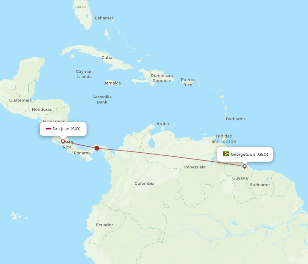 GEO-SJO flight routes