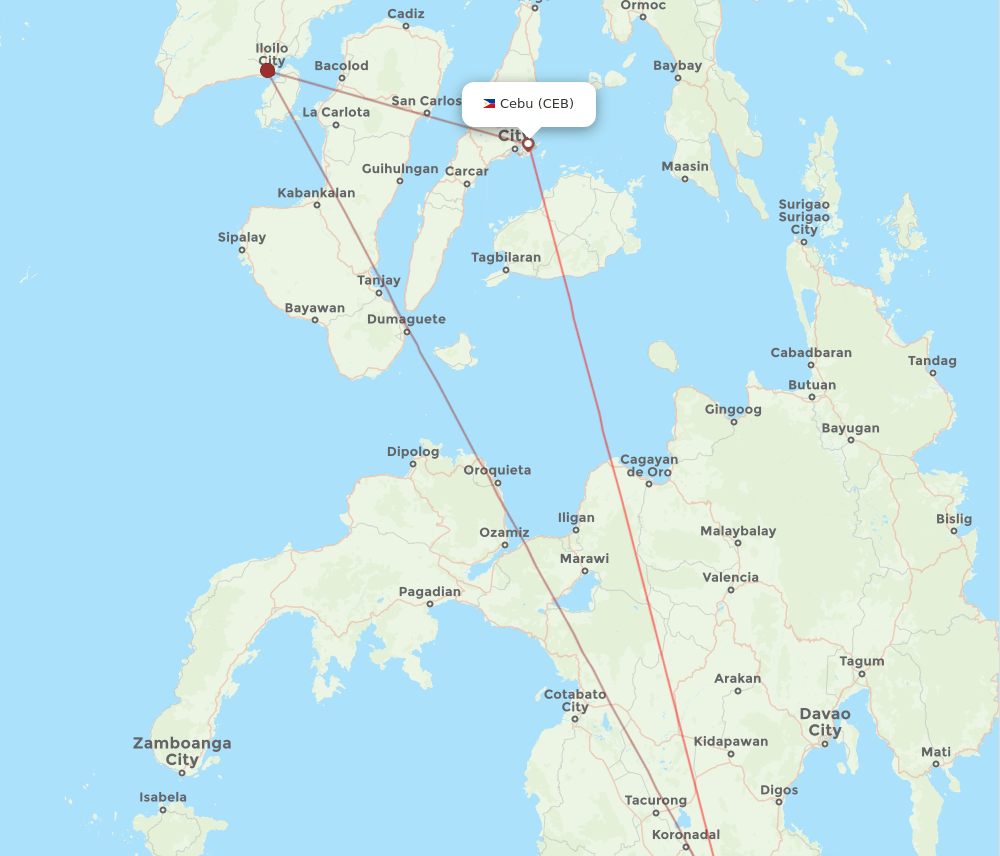 GES-CEB flight routes