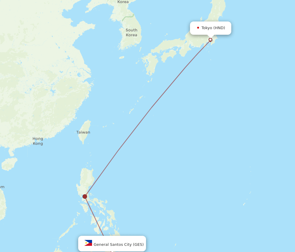 GES-HND flight routes