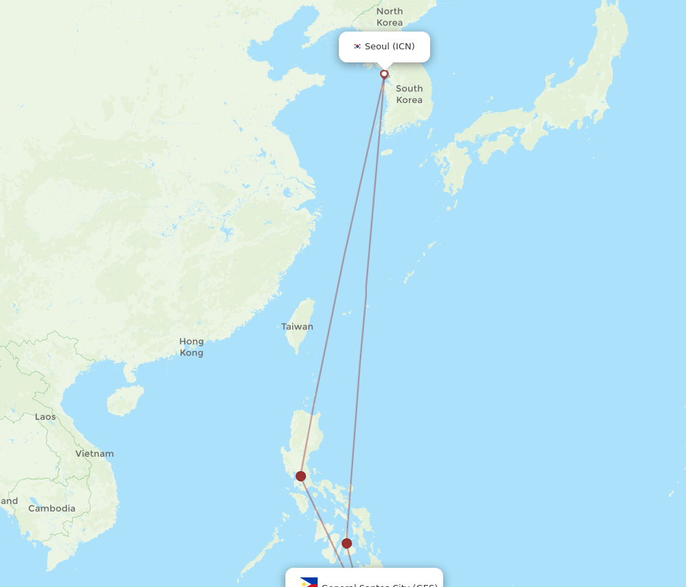GES-ICN flight routes