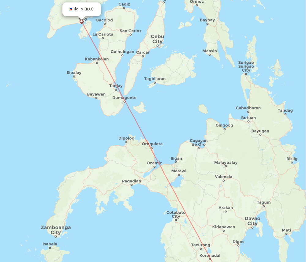 General Santos City - Iloilo route map and flight paths