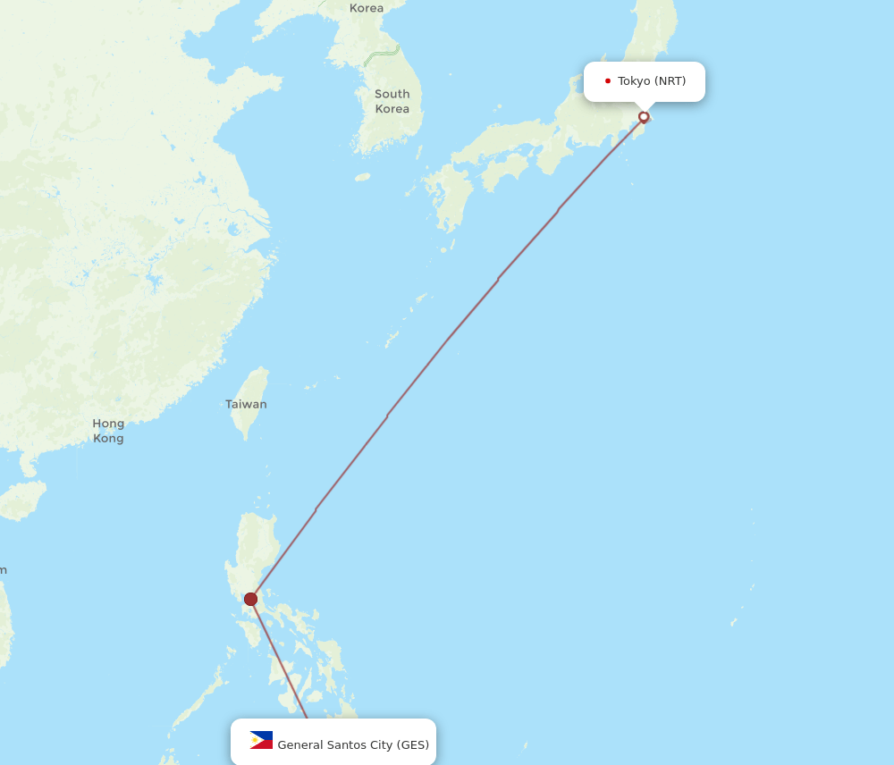 GES-NRT flight routes