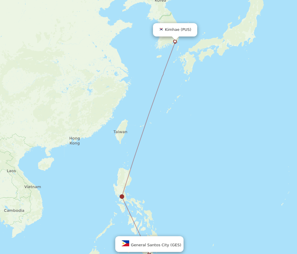 GES-PUS flight routes