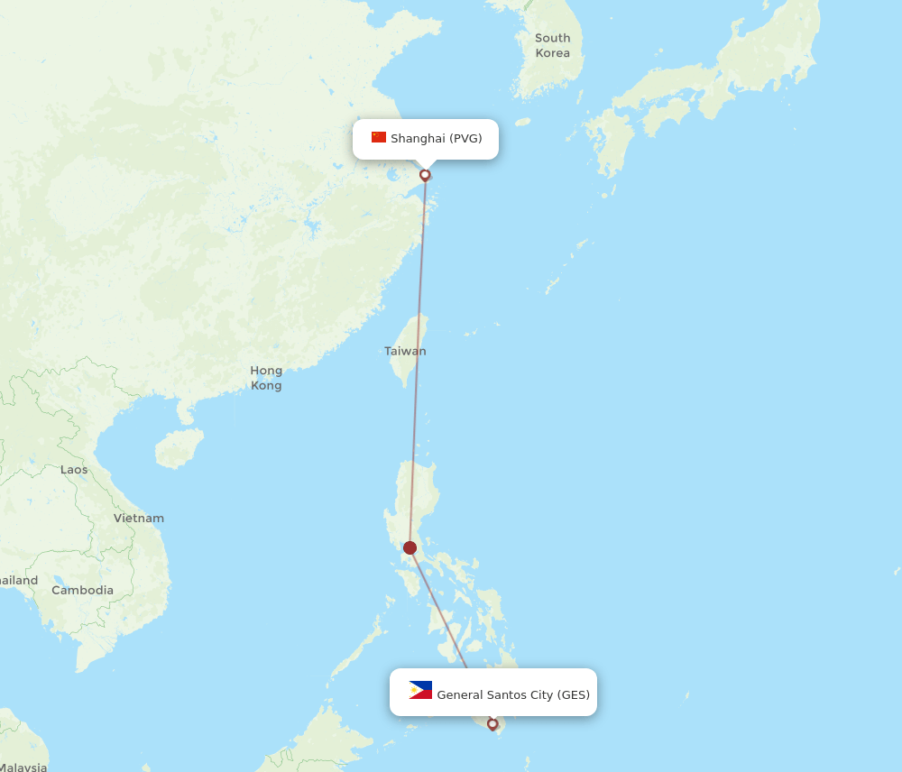 GES-PVG flight routes