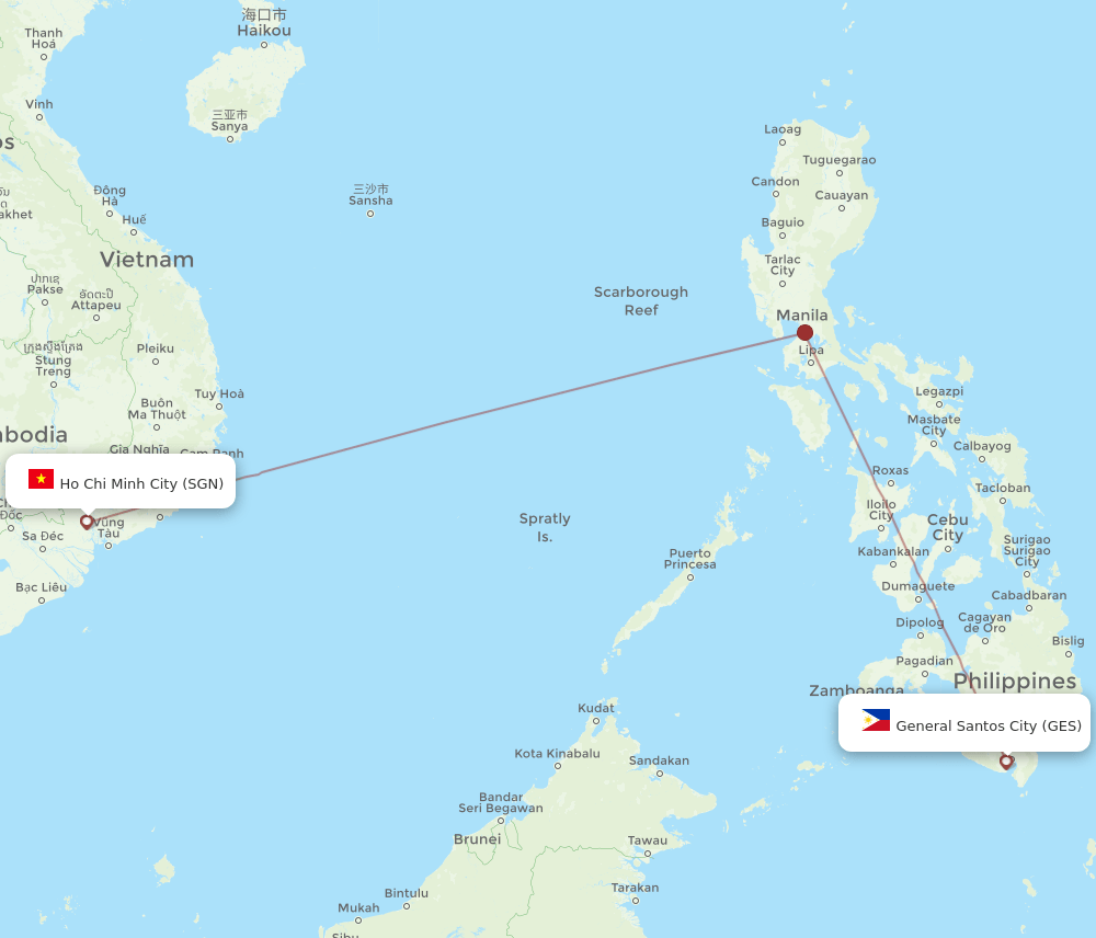 GES to SGN flights and routes map