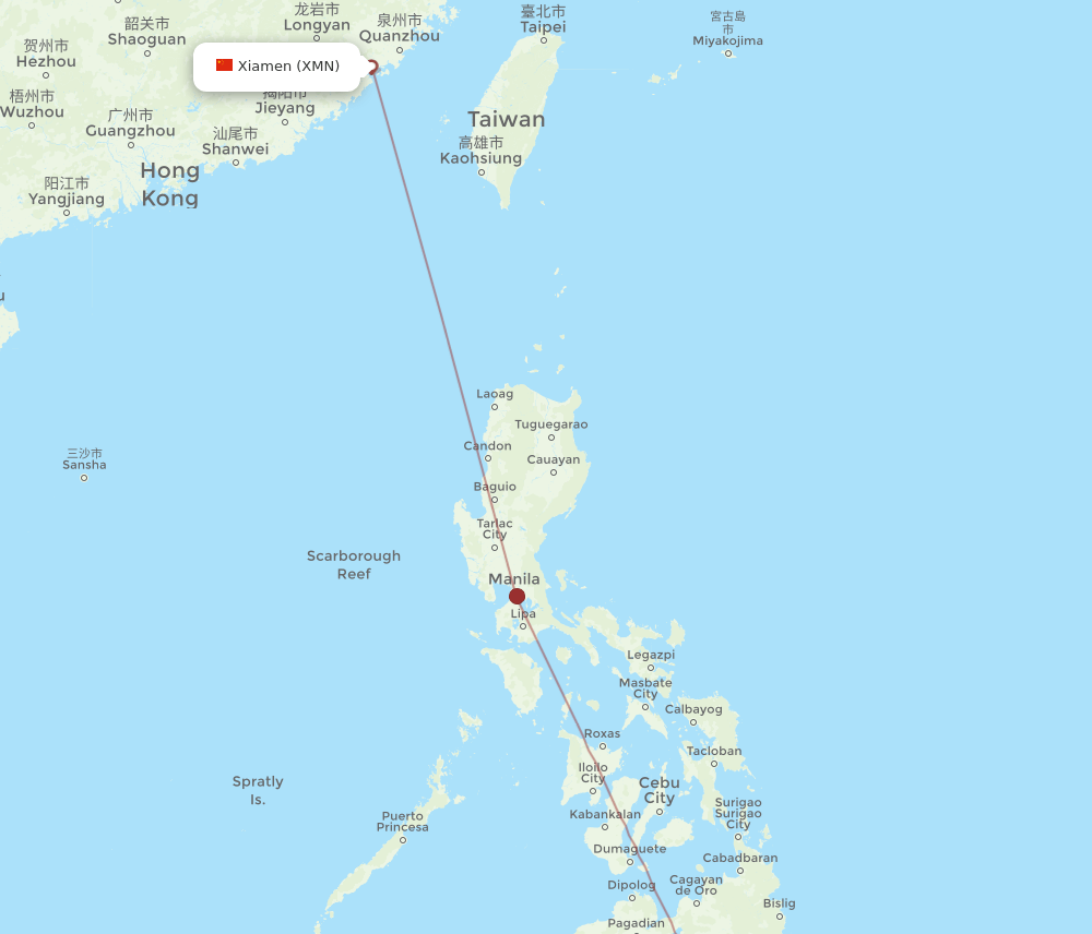 GES-XMN flight routes