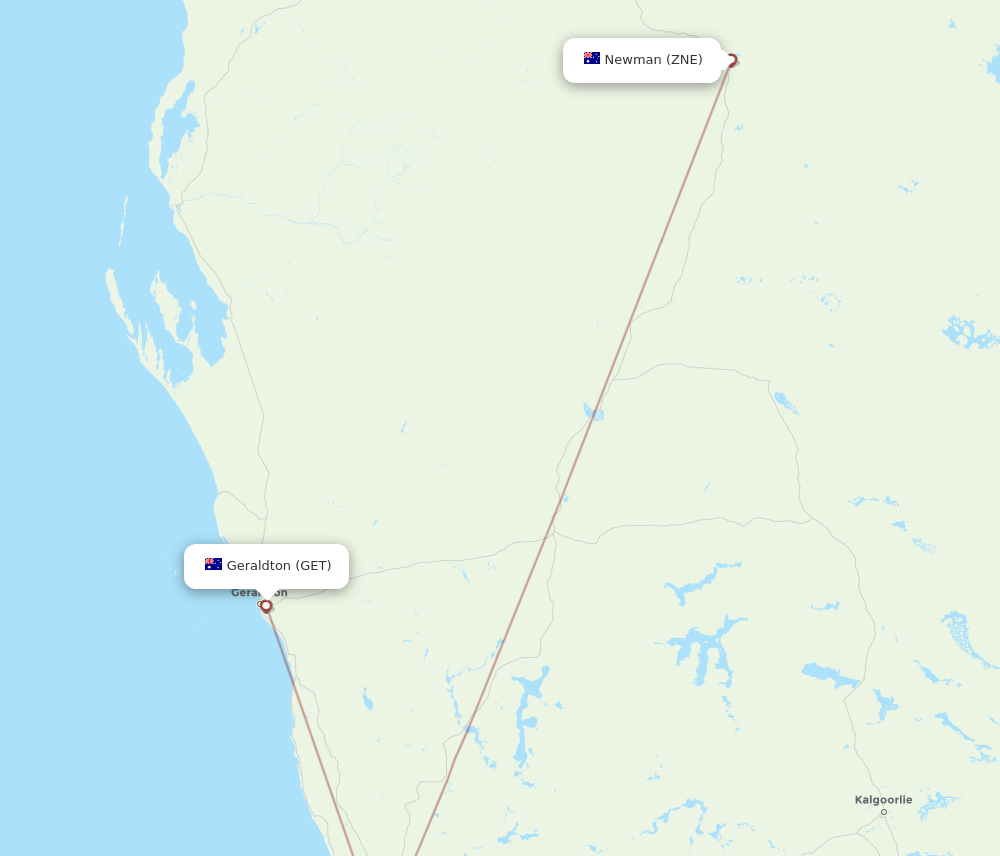 Geraldton - Newman route map and flight paths