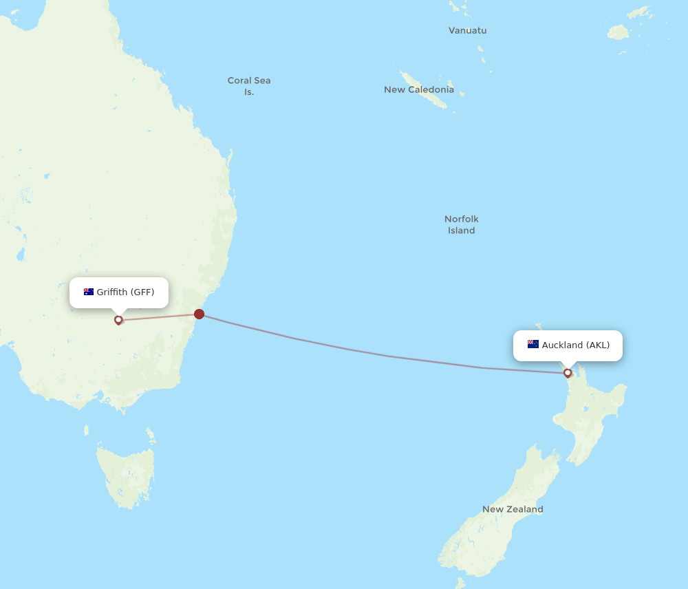 GFF-AKL flight routes