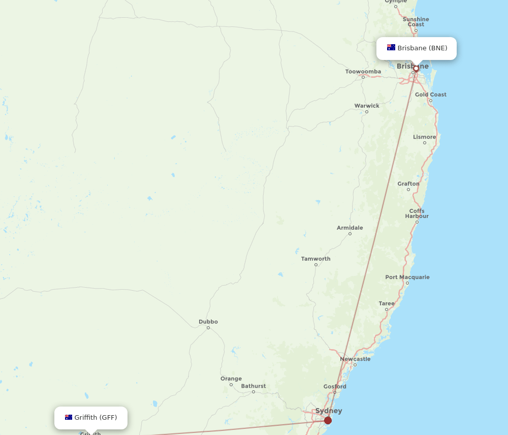 GFF-BNE flight routes