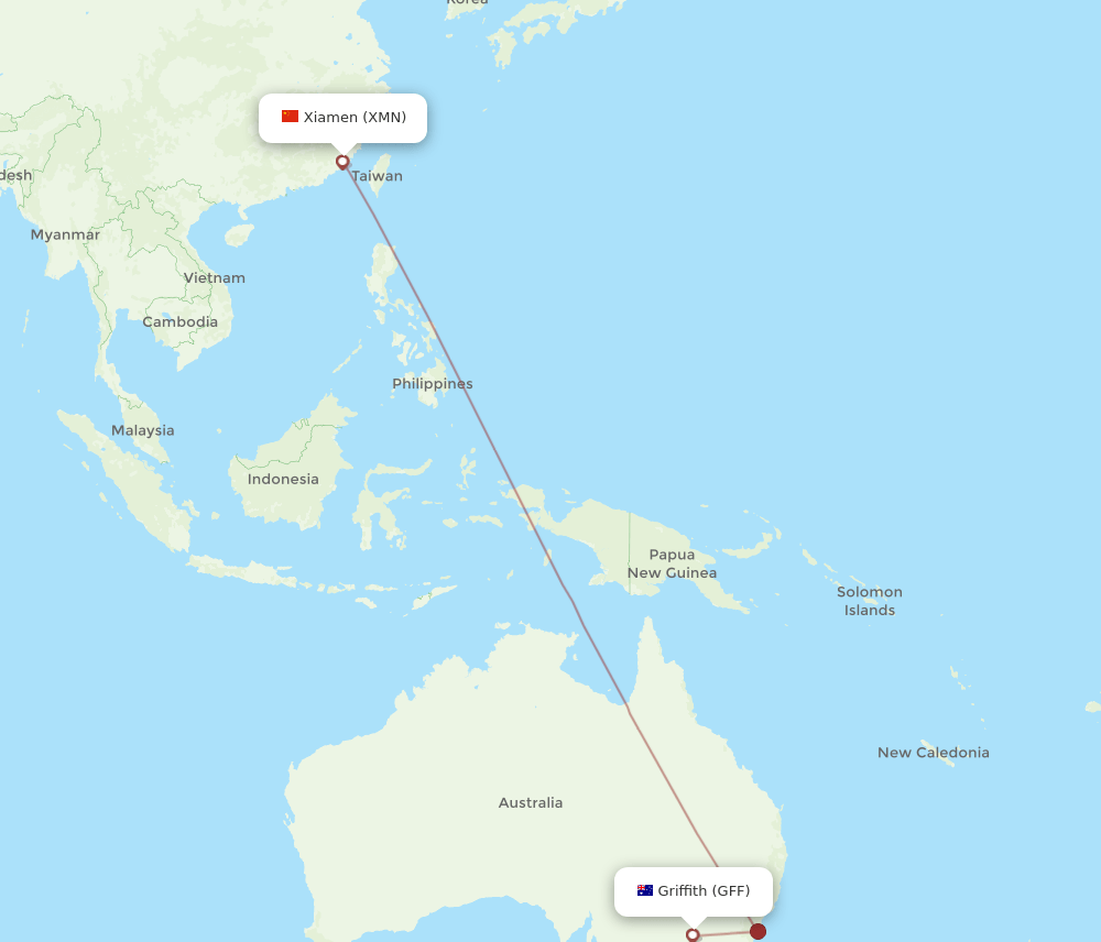 XMN to GFF flights and routes map