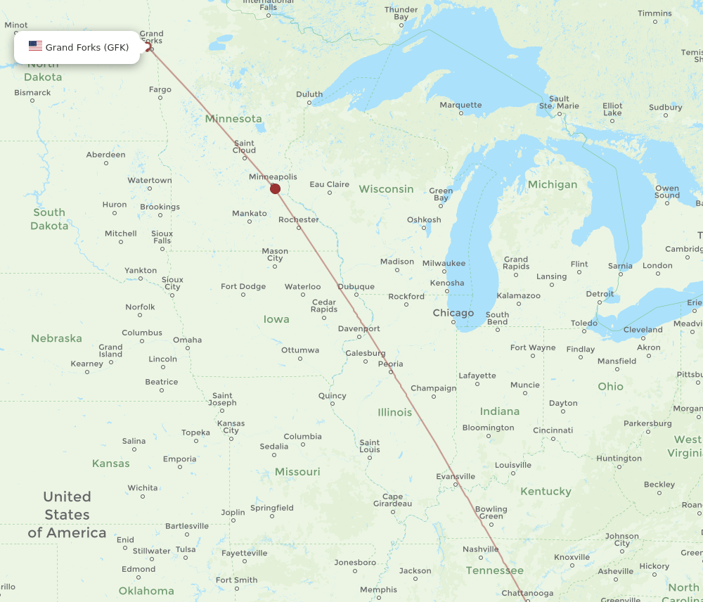 GFK-ATL flight routes
