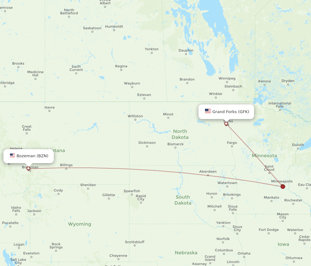 GFK-BZN flight routes