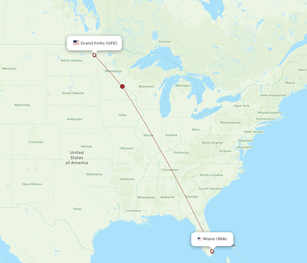 GFK-MIA flight routes